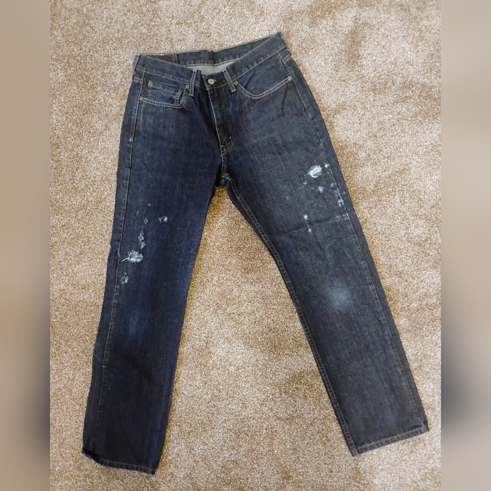 514 Straight Fit Levi's Men's Jeans 32x30 Distressed Dark‎ Denim Nice